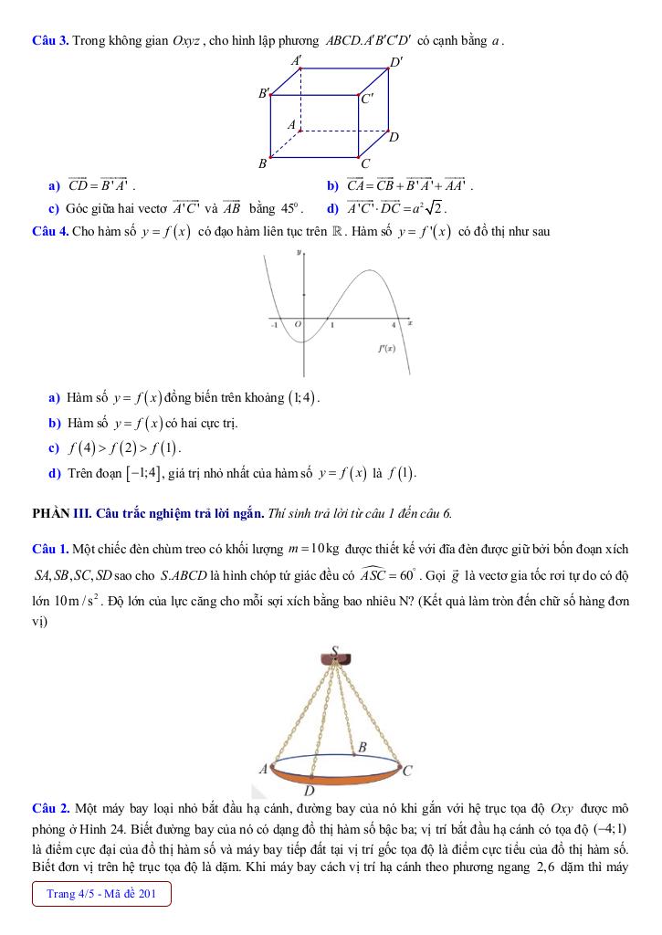 đề giữa kì 1 toán 12 năm 2025 – 2026 trường thpt phú bình – thái nguyên 8