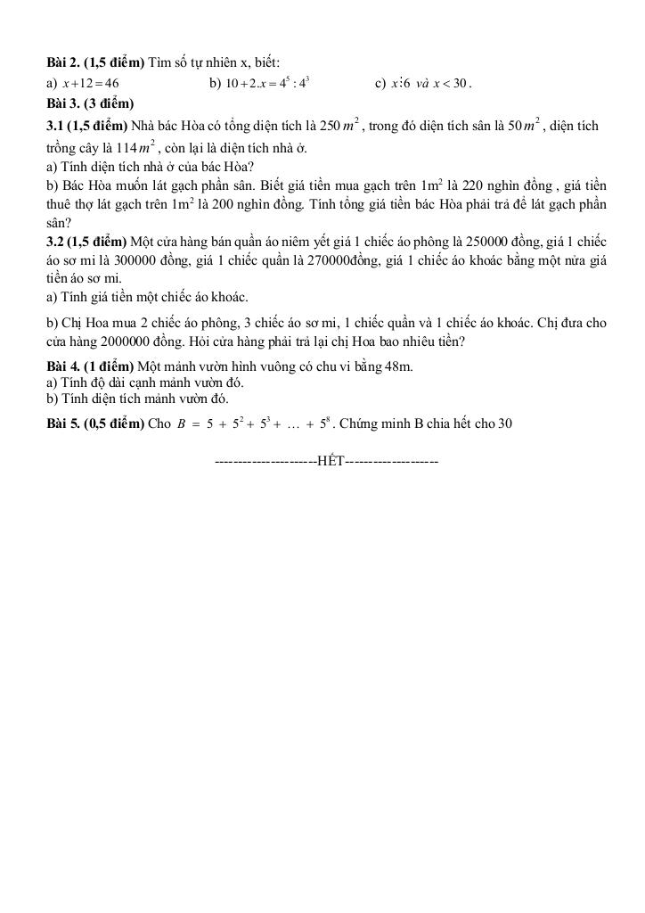 đề giữa kì 1 toán 6 năm 2024 – 2025 trường thcs thanh am – hà nội 9