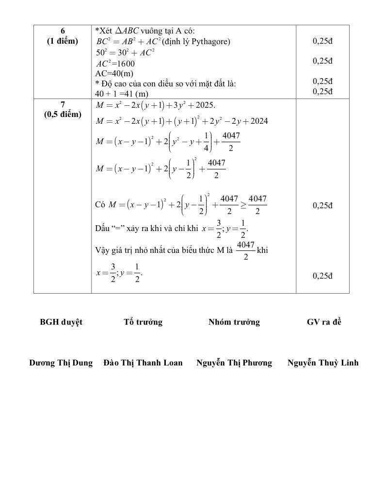 đề giữa kì 1 toán 8 năm 2024 – 2025 trường thcs thạch bàn – hà nội 4