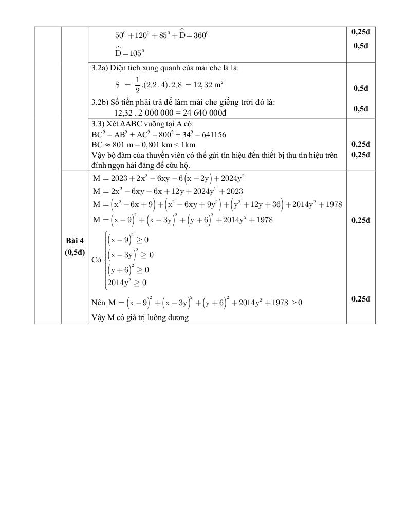 đề giữa kì 1 toán 8 năm 2024 – 2025 trường thcs thanh am – hà nội 3