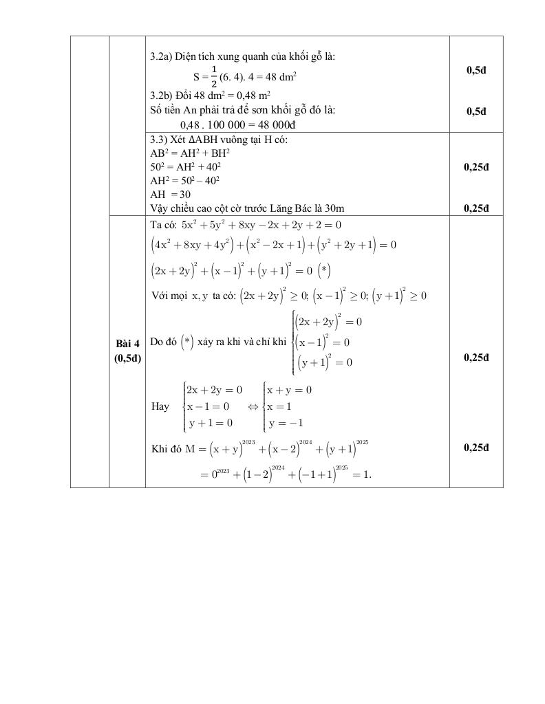 đề giữa kì 1 toán 8 năm 2024 – 2025 trường thcs thanh am – hà nội 7