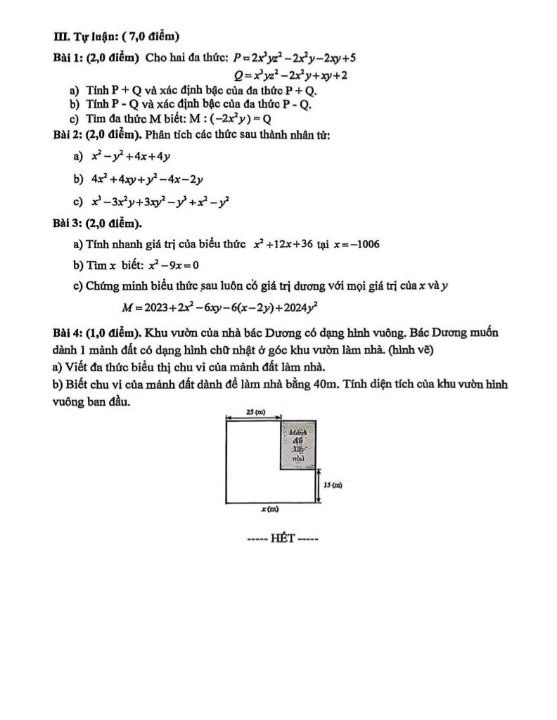 đề giữa kì 1 toán 8 năm 2025 – 2026 trường thcs nguyễn chơn – đà nẵng 1