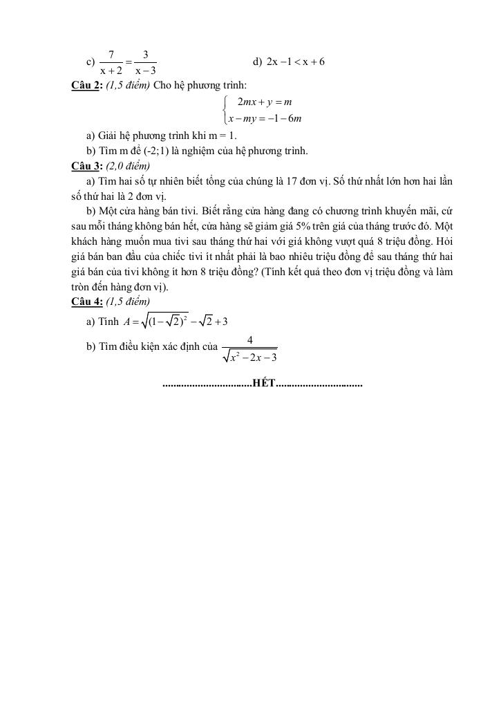 đề giữa kì 1 toán 9 năm 2024 – 2025 trường thcs nguyễn công trứ – đà nẵng 5