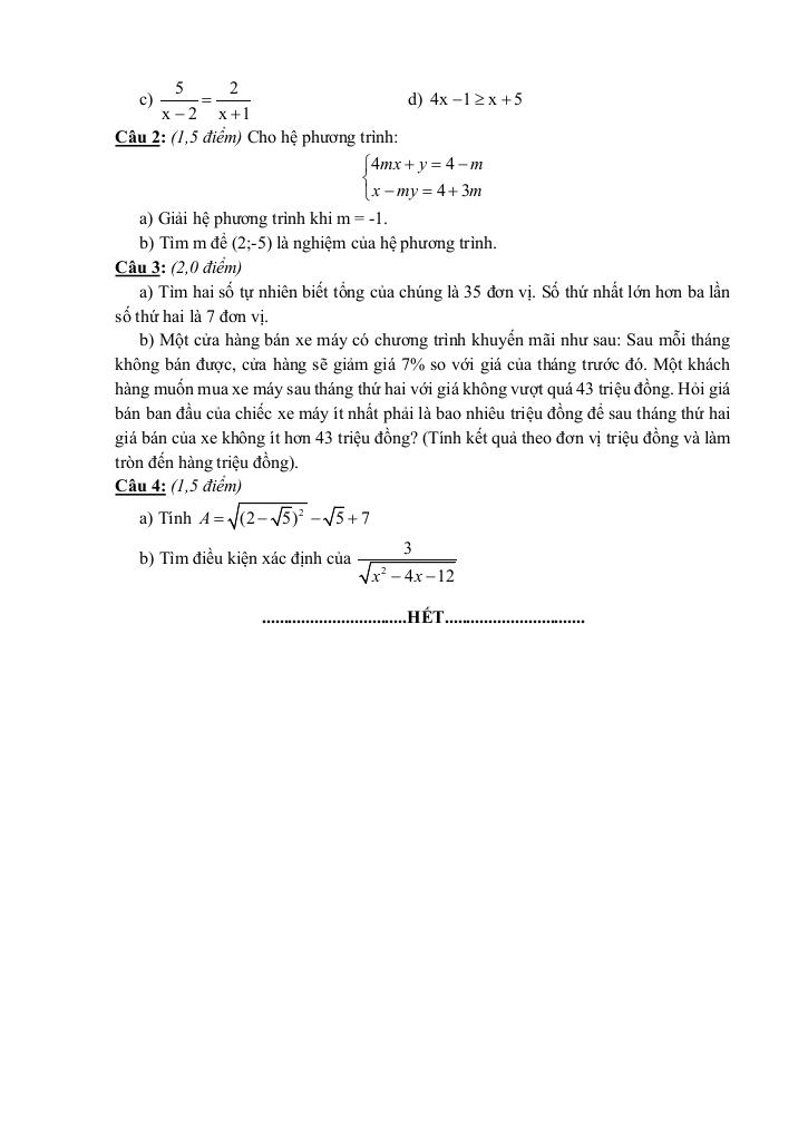 đề giữa kì 1 toán 9 năm 2024 – 2025 trường thcs nguyễn công trứ – đà nẵng 7