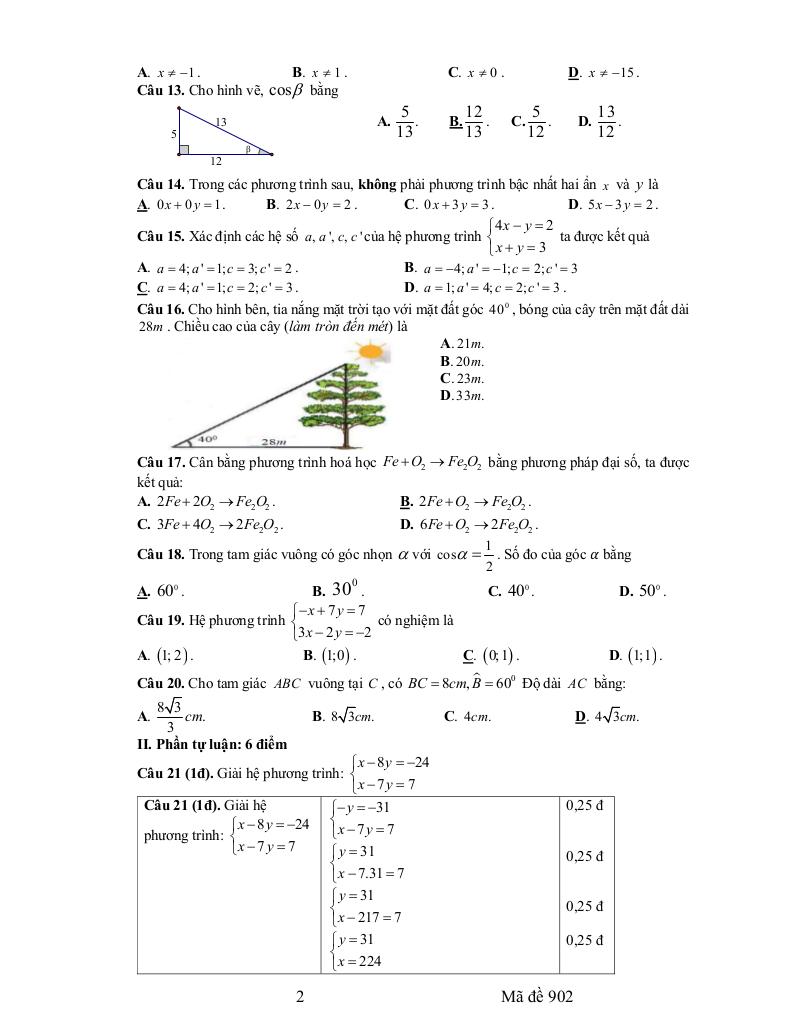 đề giữa kì 1 toán 9 năm 2025 – 2026 trường thcs&thpt vàm đình – cà mau 4
