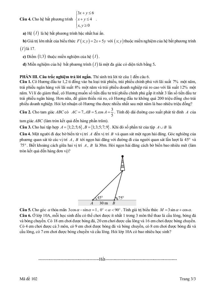 đề giữa kỳ 1 toán 10 năm 2025 – 2026 trường thpt chuyên vĩnh phúc – phú thọ 5