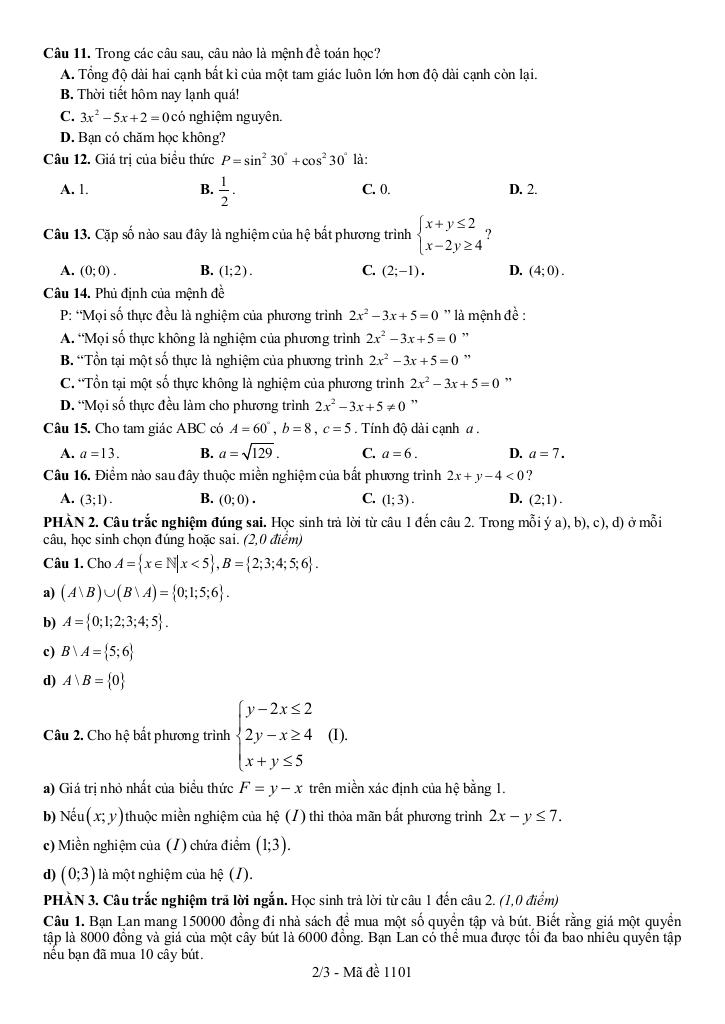 đề giữa kỳ 1 toán 10 năm 2025 – 2026 trường thpt hồ thị kỷ – cà mau 1