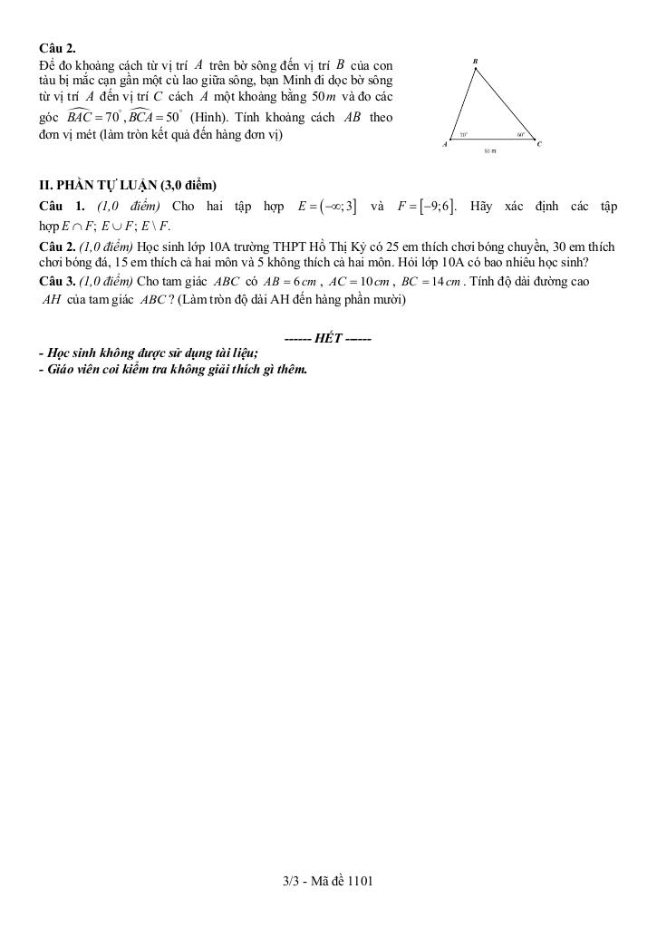 đề giữa kỳ 1 toán 10 năm 2025 – 2026 trường thpt hồ thị kỷ – cà mau 2