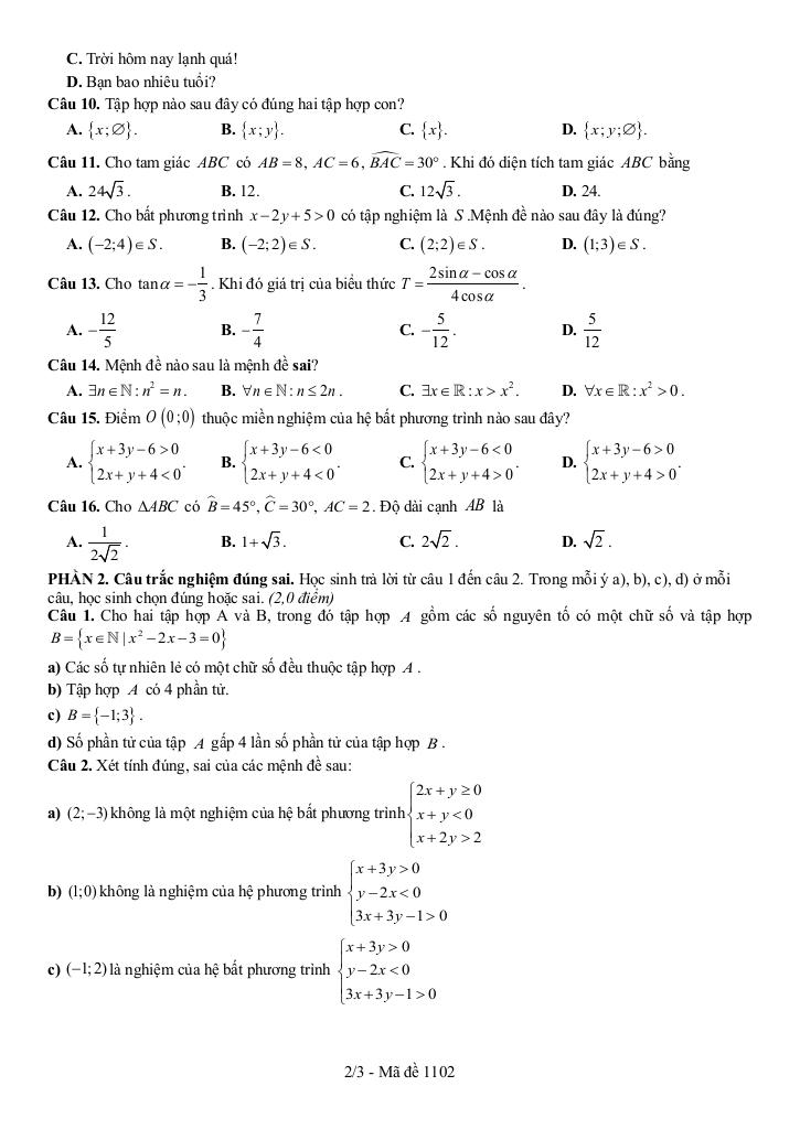 đề giữa kỳ 1 toán 10 năm 2025 – 2026 trường thpt hồ thị kỷ – cà mau 4