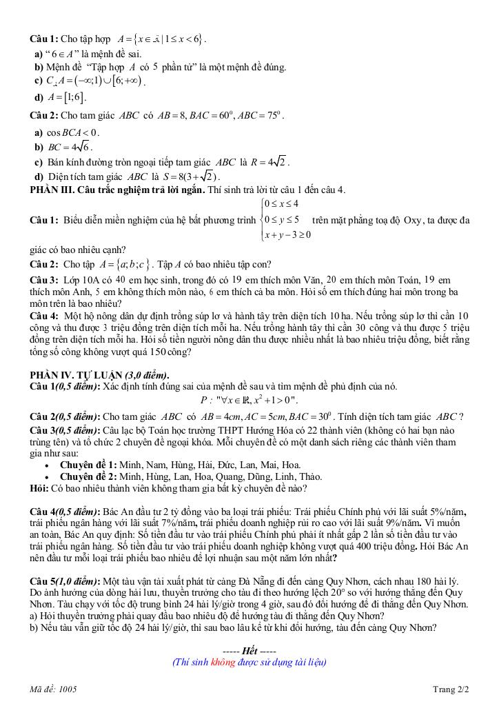 đề giữa kỳ 1 toán 10 năm 2025 – 2026 trường thpt hướng hóa – quảng trị 5