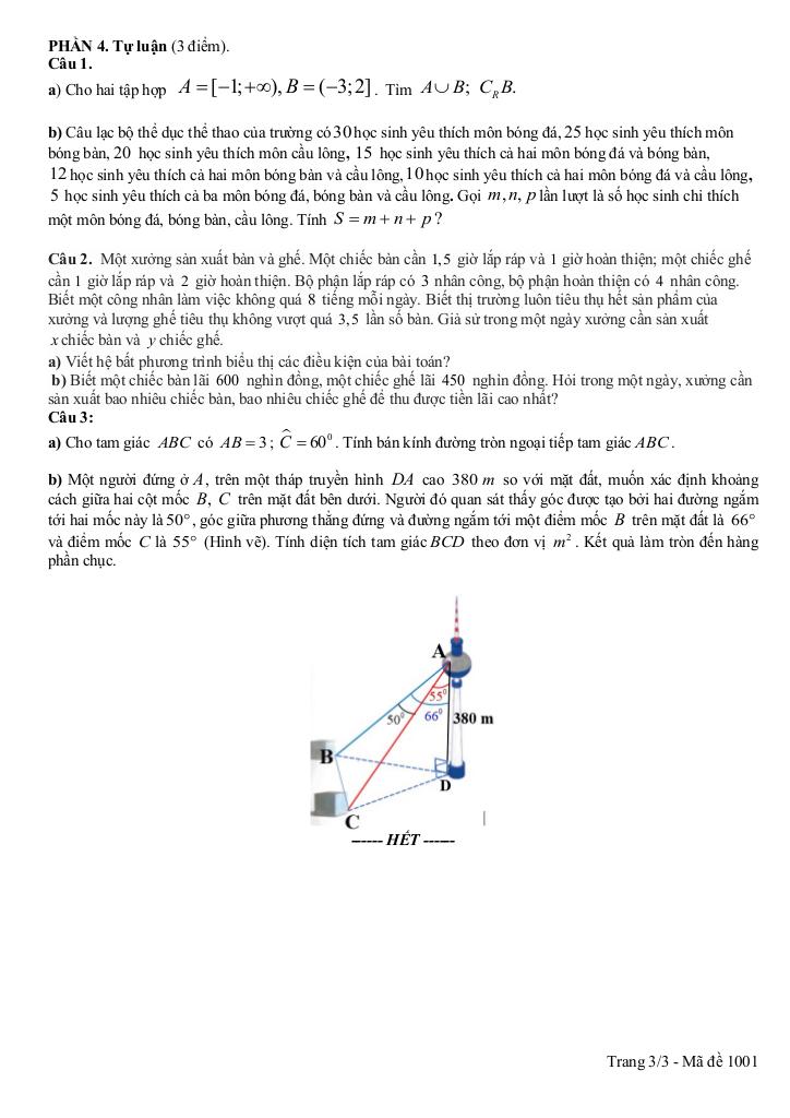 đề giữa kỳ 1 toán 10 năm 2025 – 2026 trường thpt nguyễn trãi – đà nẵng 2