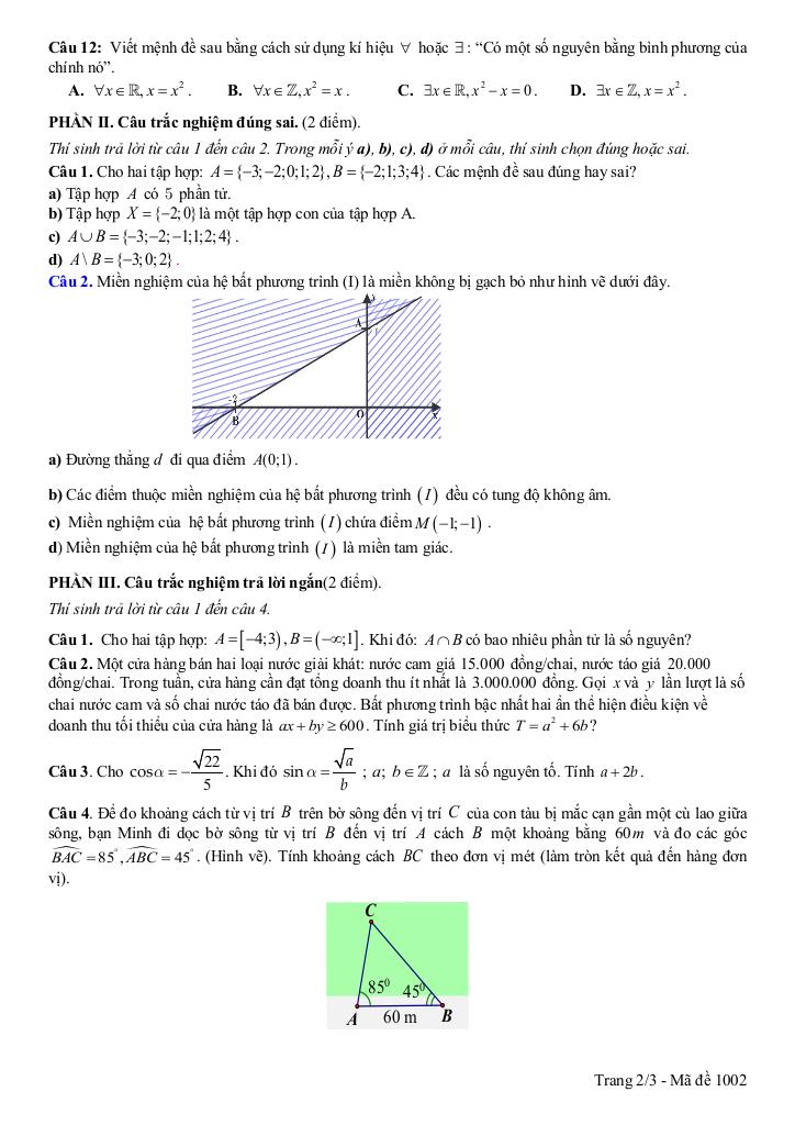 đề giữa kỳ 1 toán 10 năm 2025 – 2026 trường thpt nguyễn trãi – đà nẵng 4
