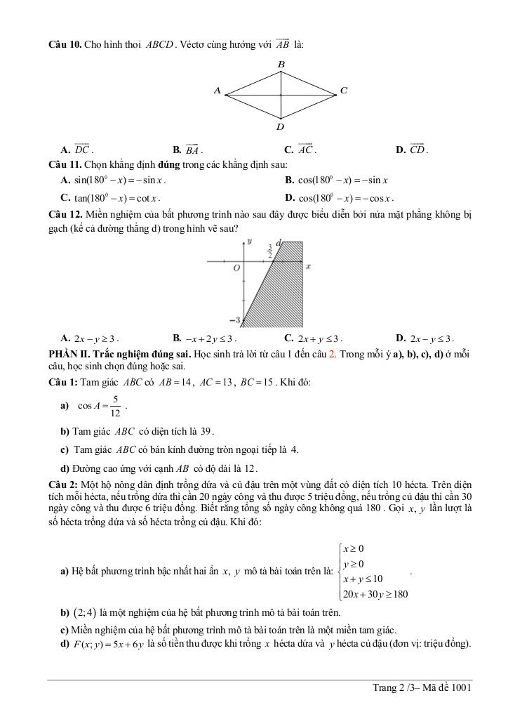 đề giữa kỳ 1 toán 10 năm 2025 – 2026 trường thpt nguyễn văn cừ – hải phòng 1
