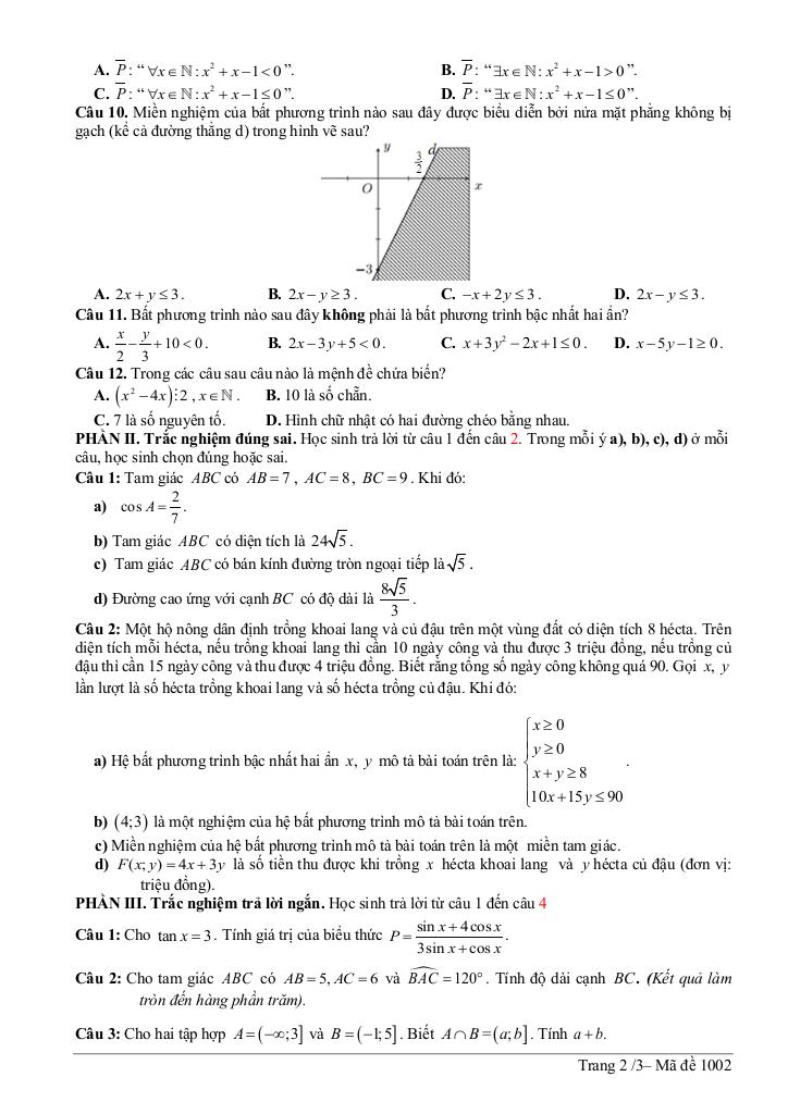 đề giữa kỳ 1 toán 10 năm 2025 – 2026 trường thpt nguyễn văn cừ – hải phòng 4