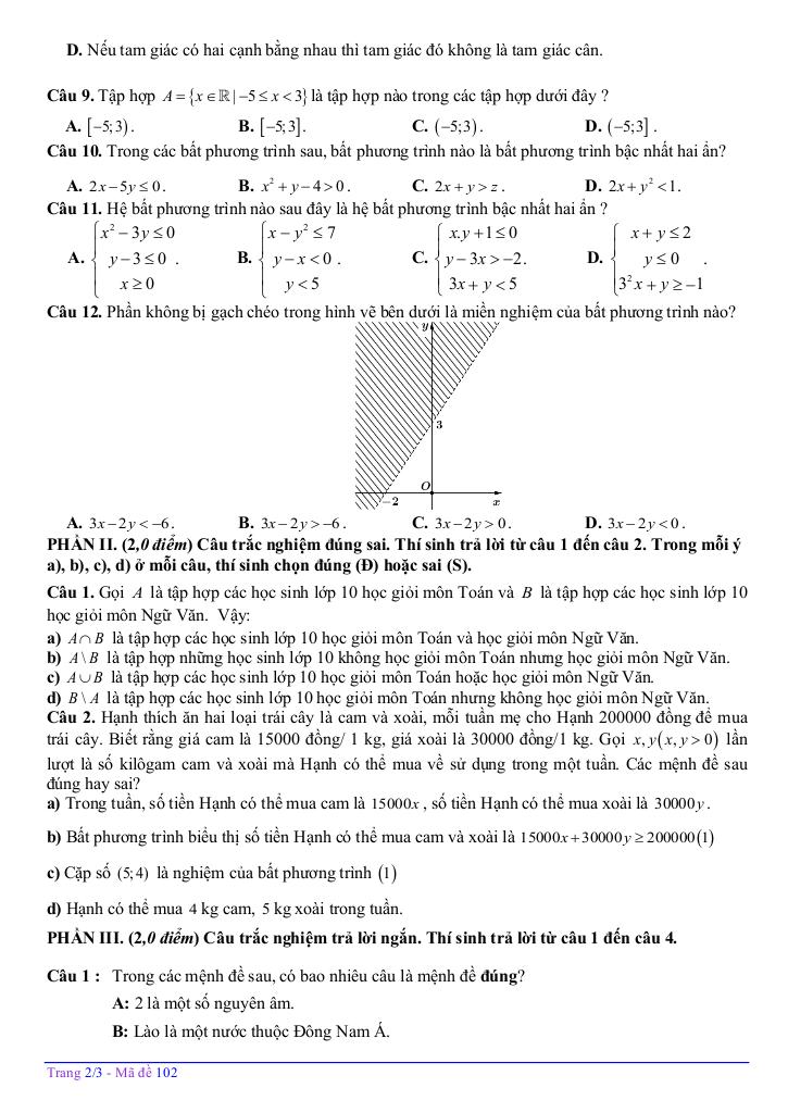 đề giữa kỳ 1 toán 10 năm 2025 – 2026 trường thpt nguyễn văn trỗi – hà tĩnh 4