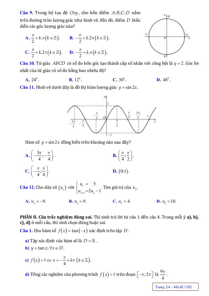đề giữa kỳ 1 toán 11 năm 2025 – 2026 trường nguyễn bỉnh khiêm – hà nội 5