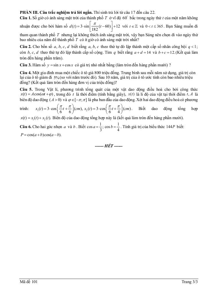 đề giữa kỳ 1 toán 11 năm 2025 – 2026 trường thpt chuyên vĩnh phúc – phú thọ 2