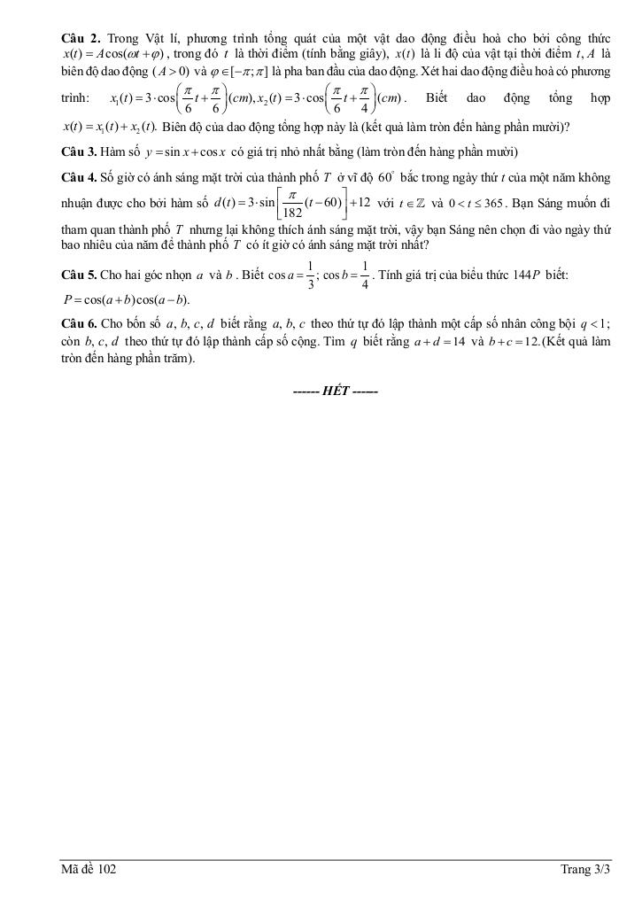 đề giữa kỳ 1 toán 11 năm 2025 – 2026 trường thpt chuyên vĩnh phúc – phú thọ 5