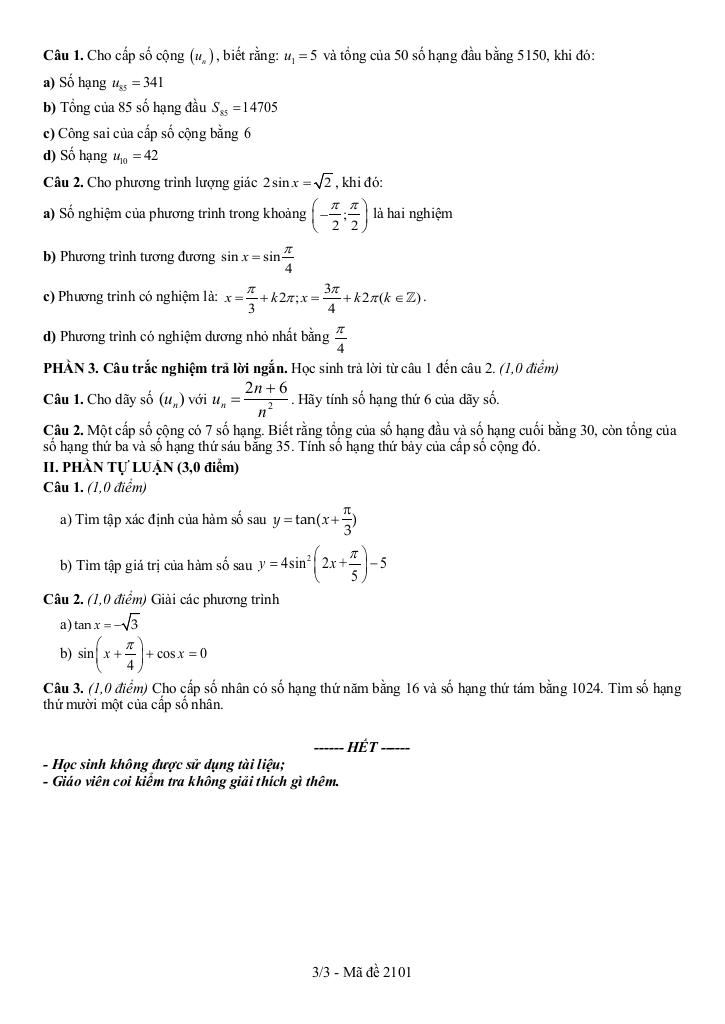 đề giữa kỳ 1 toán 11 năm 2025 – 2026 trường thpt hồ thị kỷ – cà mau 2