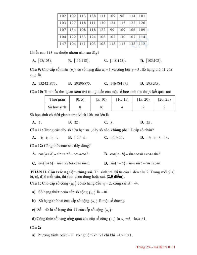 đề giữa kỳ 1 toán 11 năm 2025 – 2026 trường thpt hướng hóa – quảng trị 1