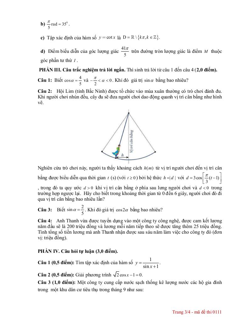 đề giữa kỳ 1 toán 11 năm 2025 – 2026 trường thpt hướng hóa – quảng trị 2