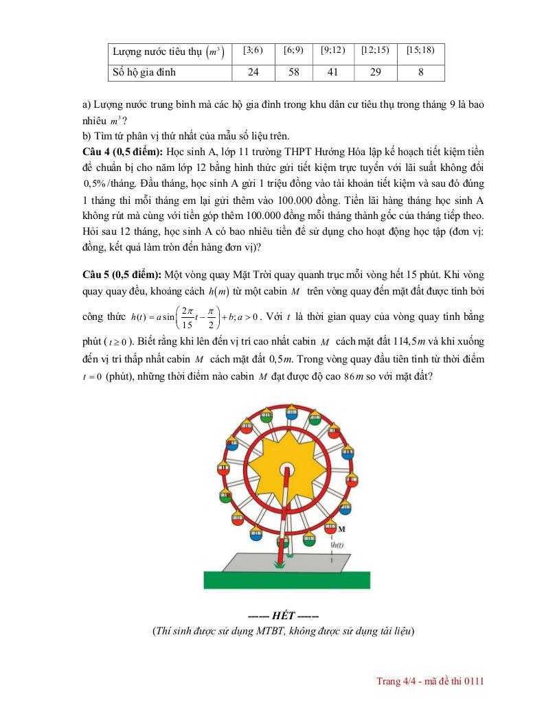 đề giữa kỳ 1 toán 11 năm 2025 – 2026 trường thpt hướng hóa – quảng trị 3