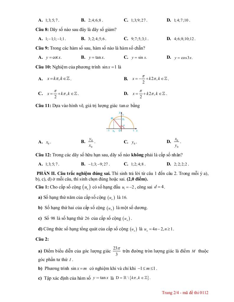 đề giữa kỳ 1 toán 11 năm 2025 – 2026 trường thpt hướng hóa – quảng trị 5
