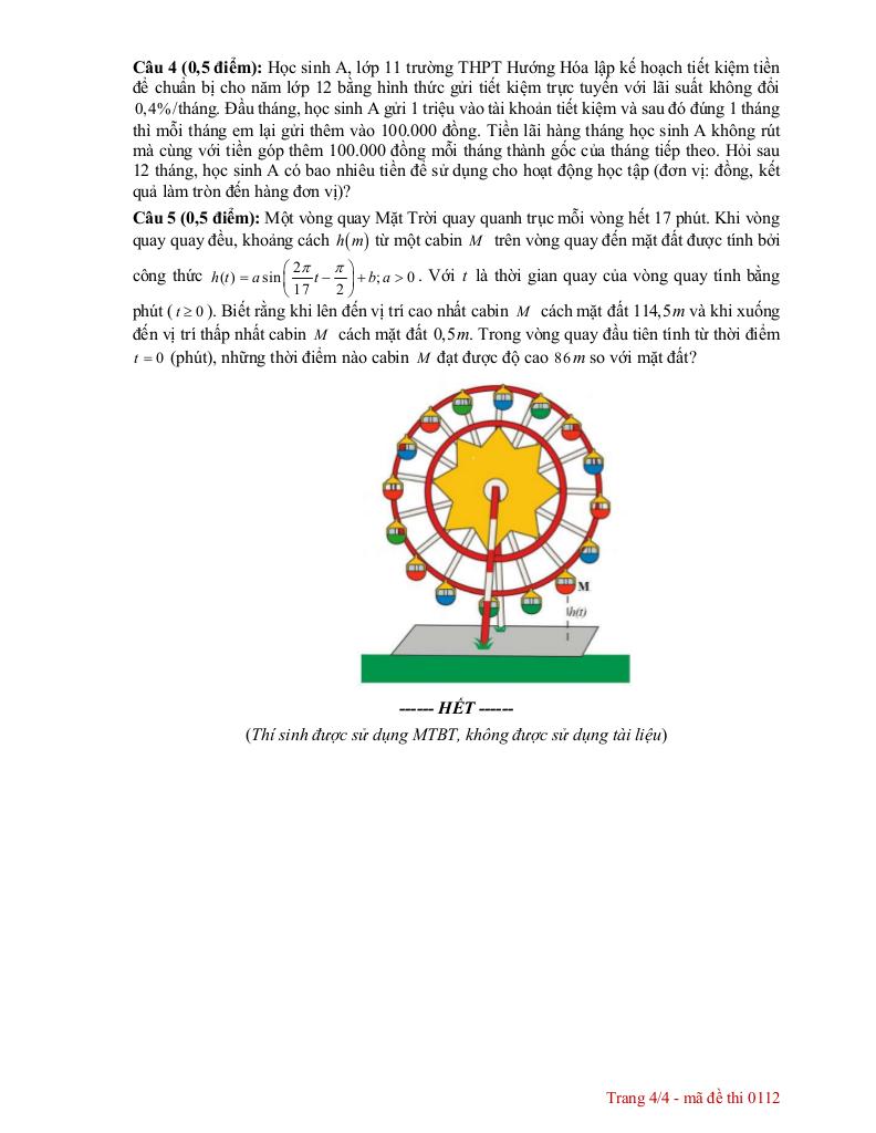 đề giữa kỳ 1 toán 11 năm 2025 – 2026 trường thpt hướng hóa – quảng trị 7