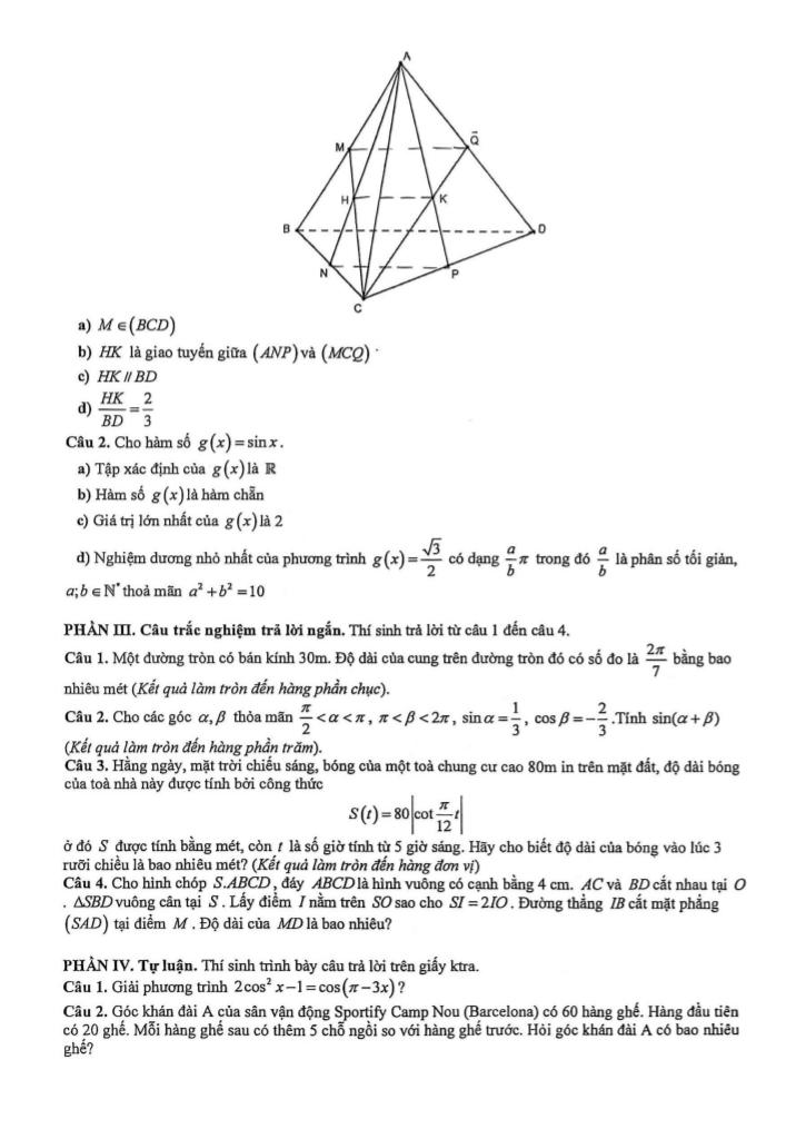 đề giữa kỳ 1 toán 11 năm 2025 – 2026 trường thpt nguyễn thị minh khai – hà nội 2