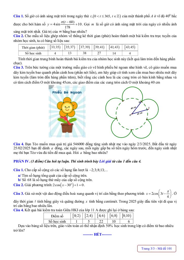 đề giữa kỳ 1 toán 11 năm 2025 – 2026 trường thpt nguyễn trãi – đà nẵng 2