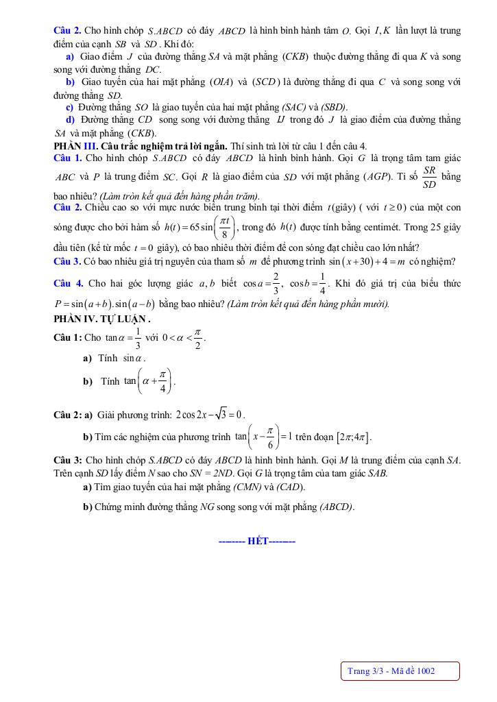 đề giữa kỳ 1 toán 11 năm 2025 – 2026 trường thpt nguyễn văn cừ – hải phòng 5