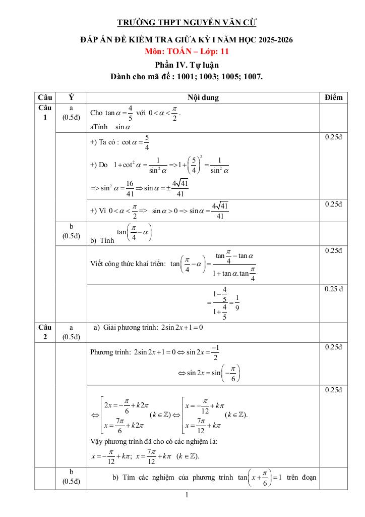đề giữa kỳ 1 toán 11 năm 2025 – 2026 trường thpt nguyễn văn cừ – hải phòng 7