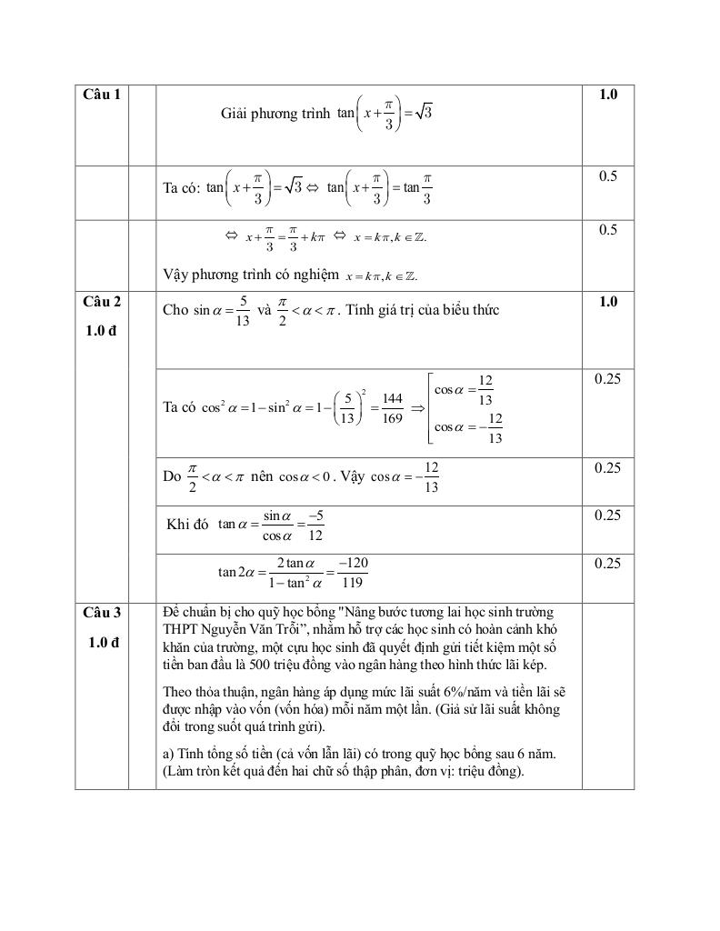 đề giữa kỳ 1 toán 11 năm 2025 – 2026 trường thpt nguyễn văn trỗi – hà tĩnh 5