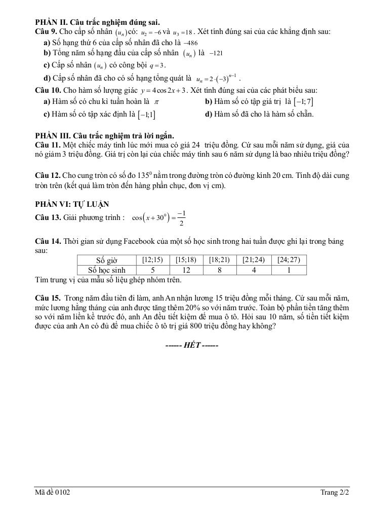 đề giữa kỳ 1 toán 11 năm 2025 – 2026 trường thpt phan bội châu – đà nẵng 3