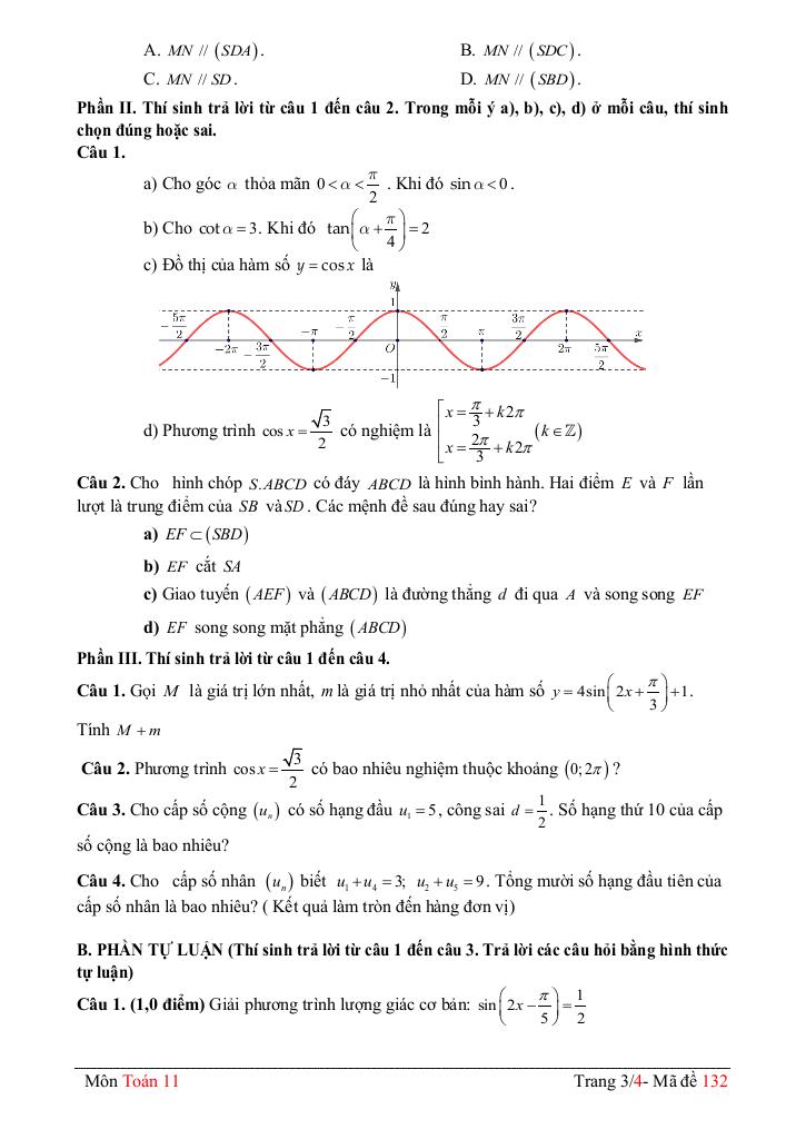 đề giữa kỳ 1 toán 11 năm 2025 – 2026 trường thpt phan việt thống – đồng tháp 2
