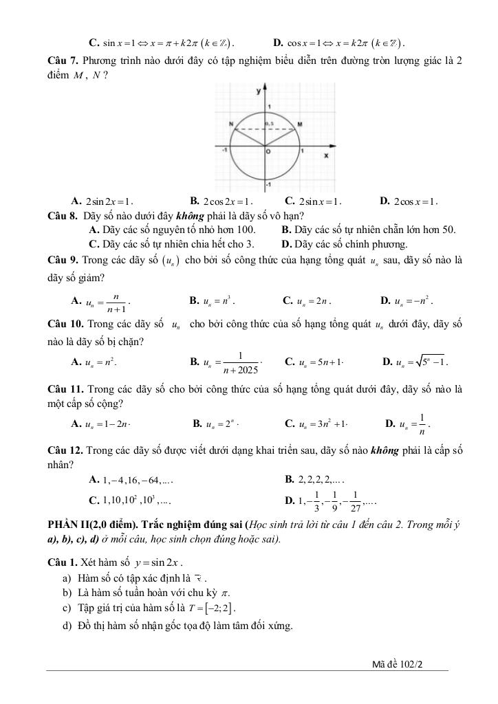 đề giữa kỳ 1 toán 11 năm 2025 – 2026 trường thpt quế sơn – đà nẵng 4