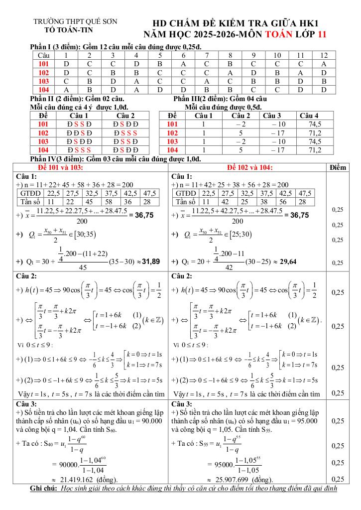 đề giữa kỳ 1 toán 11 năm 2025 – 2026 trường thpt quế sơn – đà nẵng 6