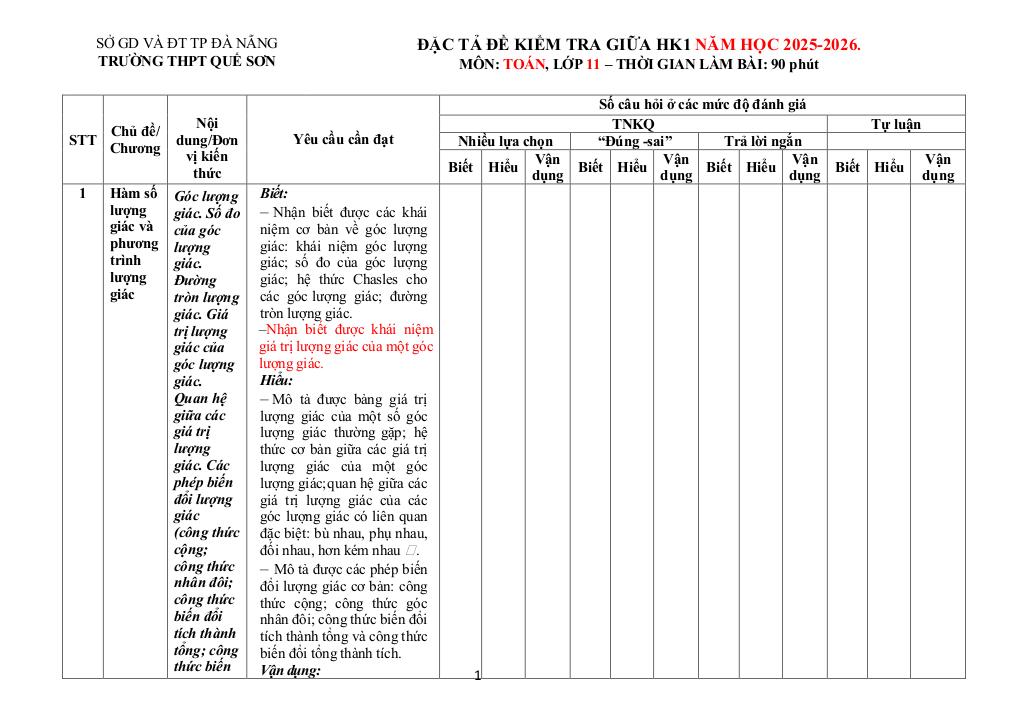 đề giữa kỳ 1 toán 11 năm 2025 – 2026 trường thpt quế sơn – đà nẵng 9