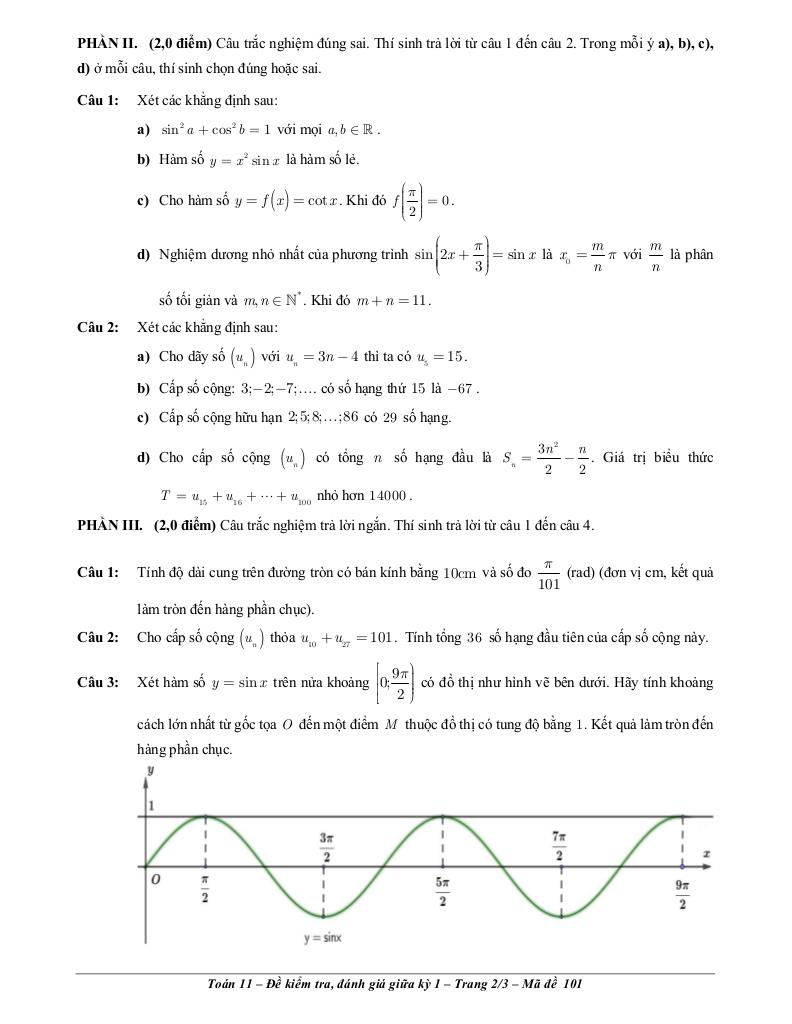 đề giữa kỳ 1 toán 11 năm 2025 – 2026 trường thpt tây thạnh – tp hcm 1