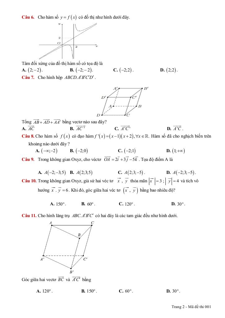 đề giữa kỳ 1 toán 12 năm 2025 – 2026 trường thcs-thpt bàu hàm – đồng nai 1