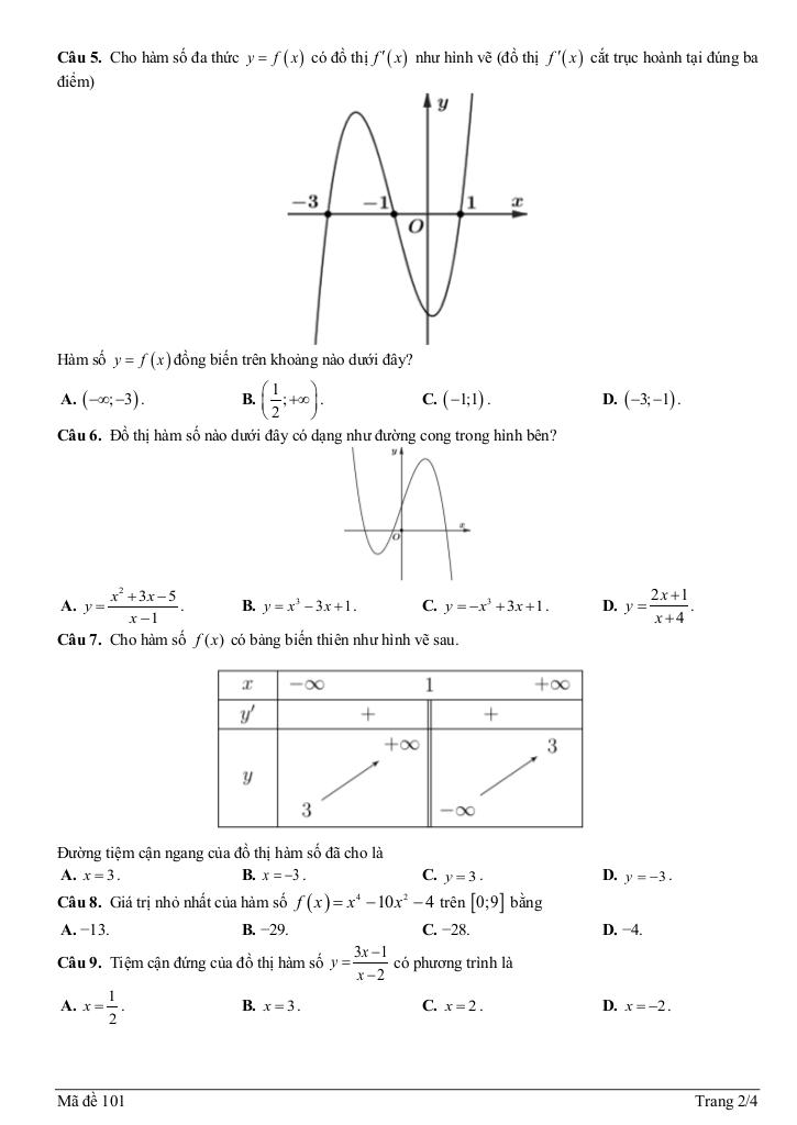đề giữa kỳ 1 toán 12 năm 2025 – 2026 trường thpt bảo thắng 3 – lào cai 1