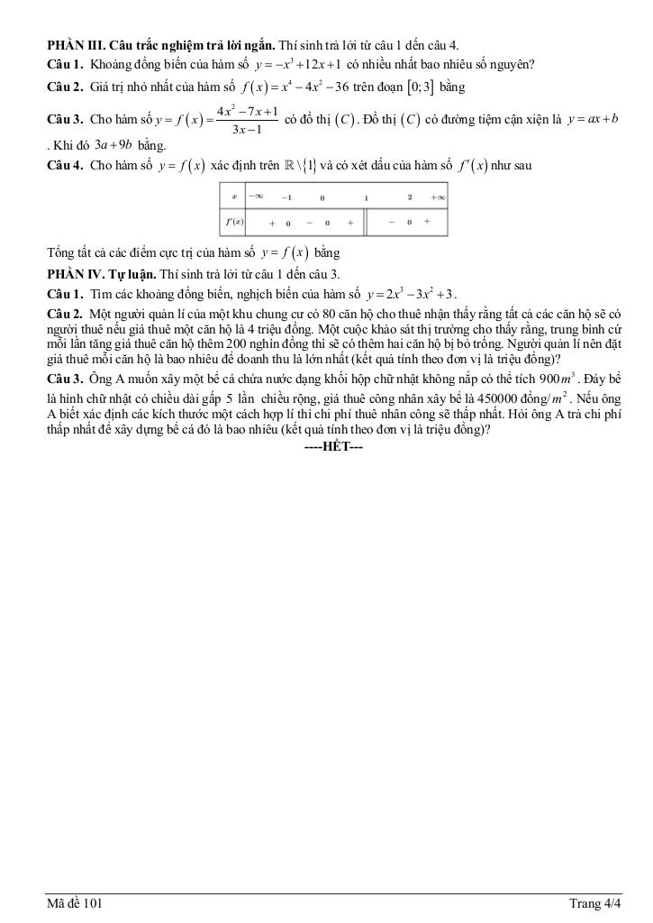đề giữa kỳ 1 toán 12 năm 2025 – 2026 trường thpt bảo thắng 3 – lào cai 3