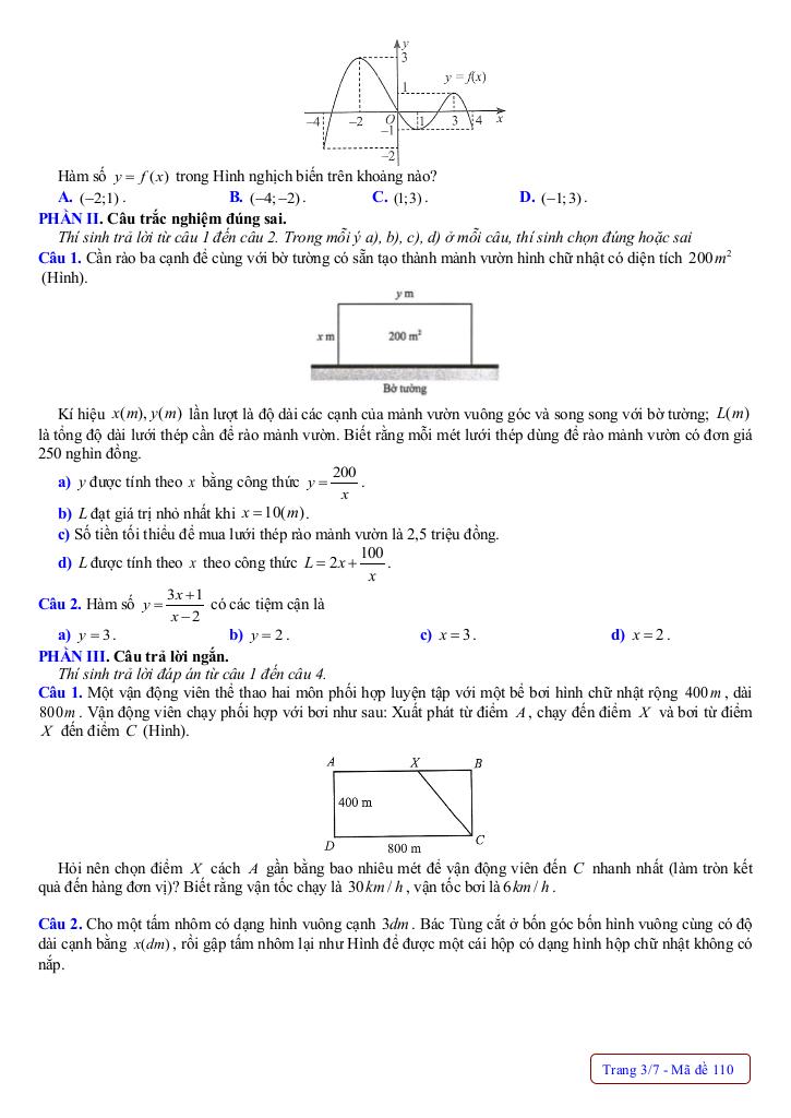 đề giữa kỳ 1 toán 12 năm 2025 – 2026 trường thpt bình xuyên – phú thọ 2