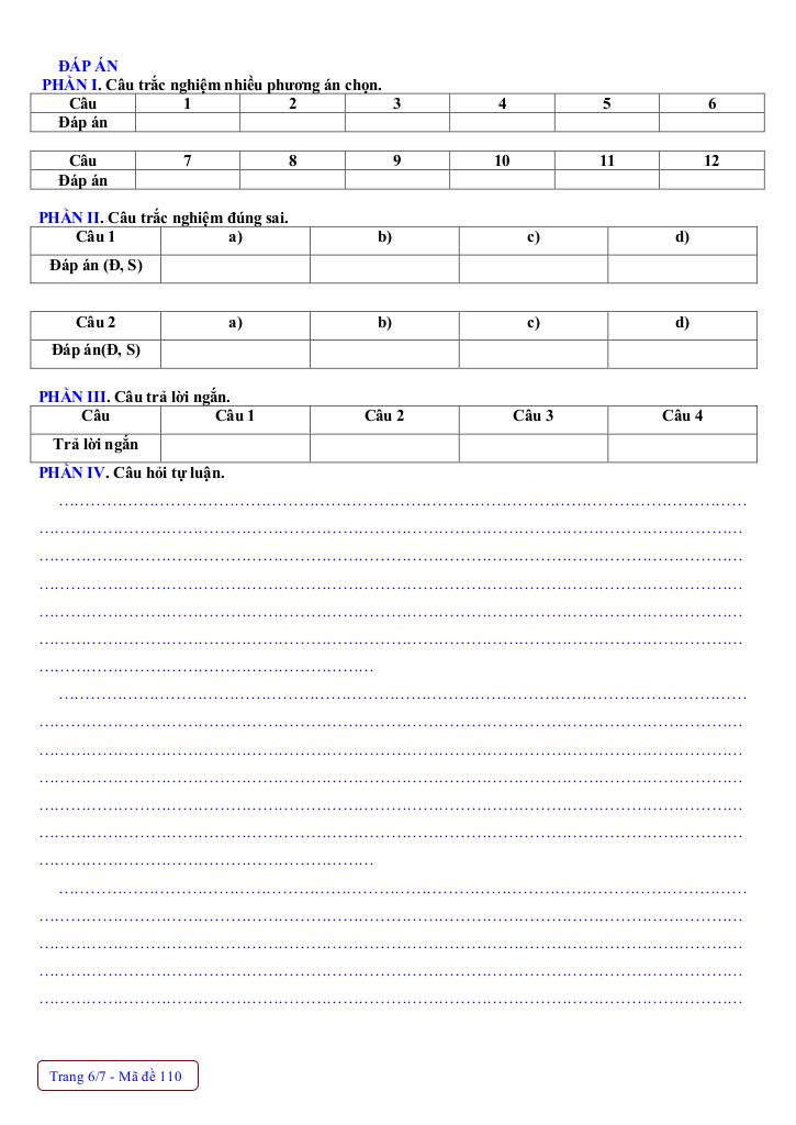 đề giữa kỳ 1 toán 12 năm 2025 – 2026 trường thpt bình xuyên – phú thọ 5
