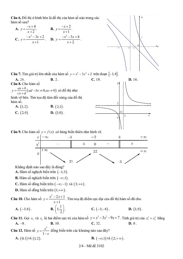 đề giữa kỳ 1 toán 12 năm 2025 – 2026 trường thpt hồ thị kỷ – cà mau 5