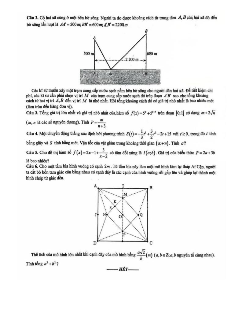 đề giữa kỳ 1 toán 12 năm 2025 – 2026 trường thpt hoa lư a – ninh bình 3