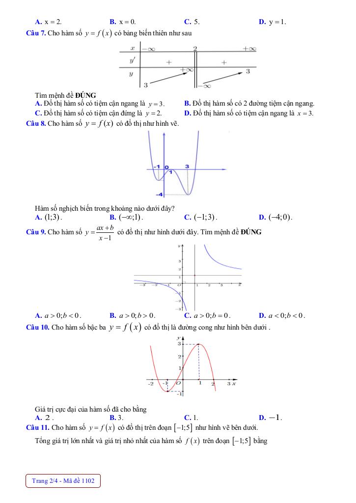 đề giữa kỳ 1 toán 12 năm 2025 – 2026 trường thpt nguyễn trãi – đà nẵng 5