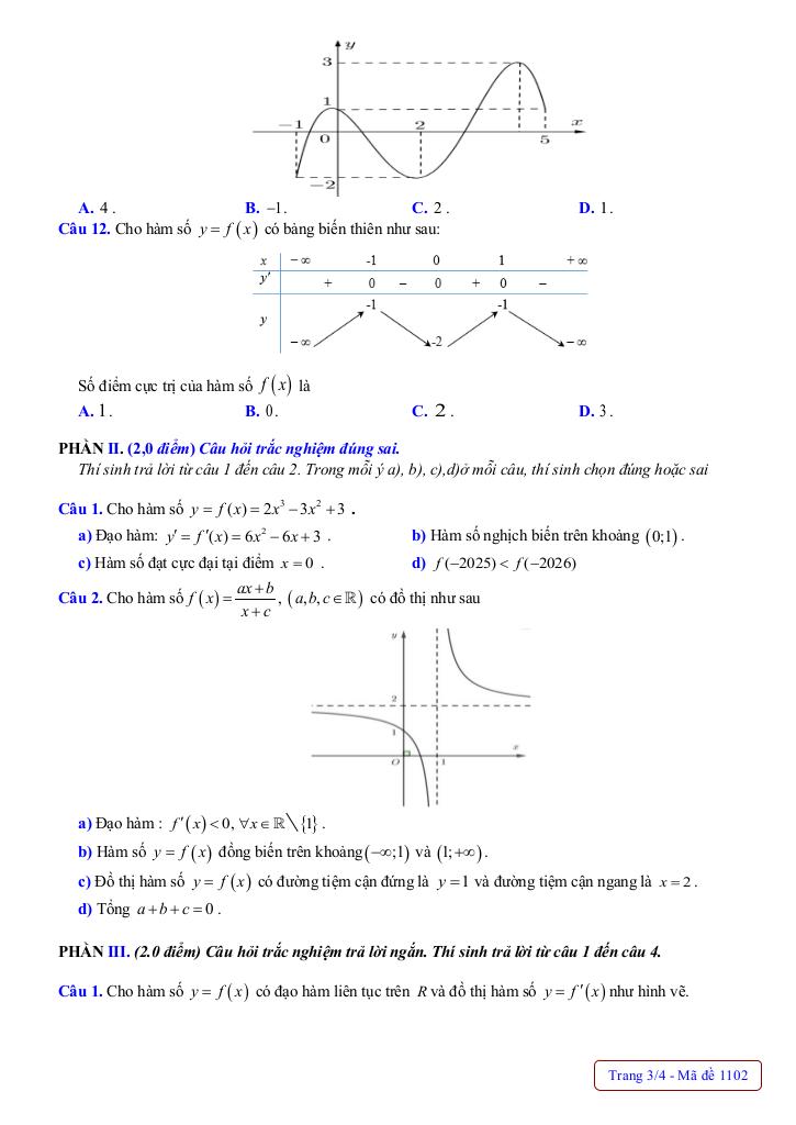 đề giữa kỳ 1 toán 12 năm 2025 – 2026 trường thpt nguyễn trãi – đà nẵng 6