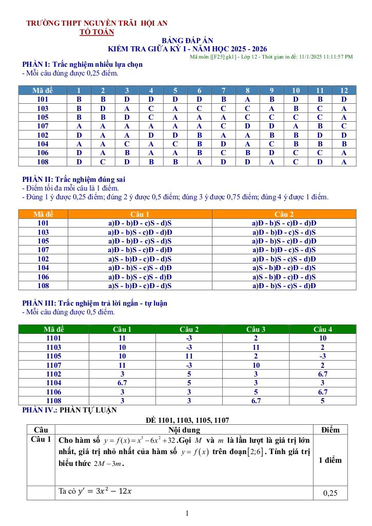 đề giữa kỳ 1 toán 12 năm 2025 – 2026 trường thpt nguyễn trãi – đà nẵng 8