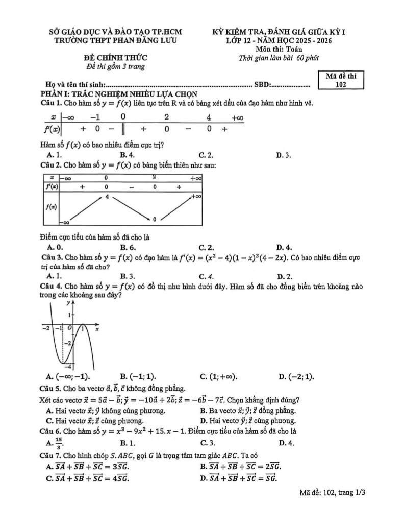 đề giữa kỳ 1 toán 12 năm 2025 – 2026 trường thpt phan đăng lưu – tp hcm 0